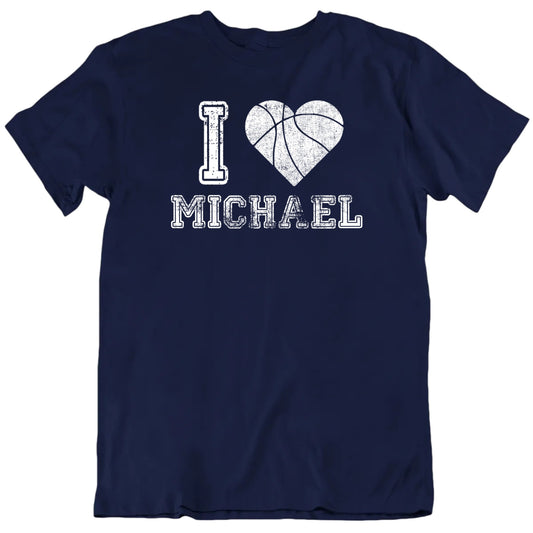 I Heart Love Basketball Player Custom Name Unisex T shirt