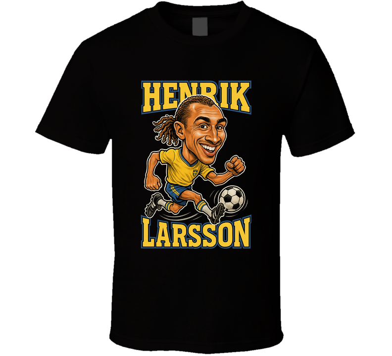 Henrik Larsson Vintage Retro Caricature T Shirt