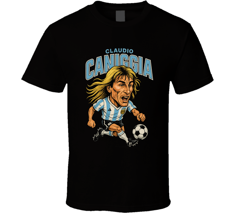 Claudio Caniggia Vintage Retro Caricature T Shirt