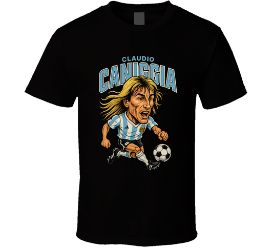 Claudio Caniggia Vintage Retro Caricature T Shirt