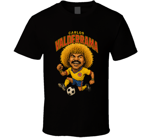 Carlos Valderrama Vintage Retro Caricature T Shirt