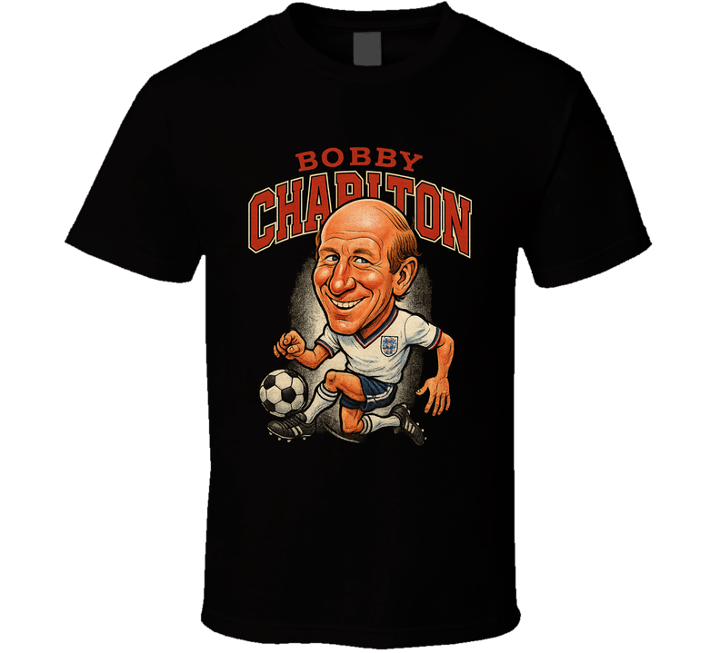 Bobby Charlton Vintage Retro Caricature T Shirt