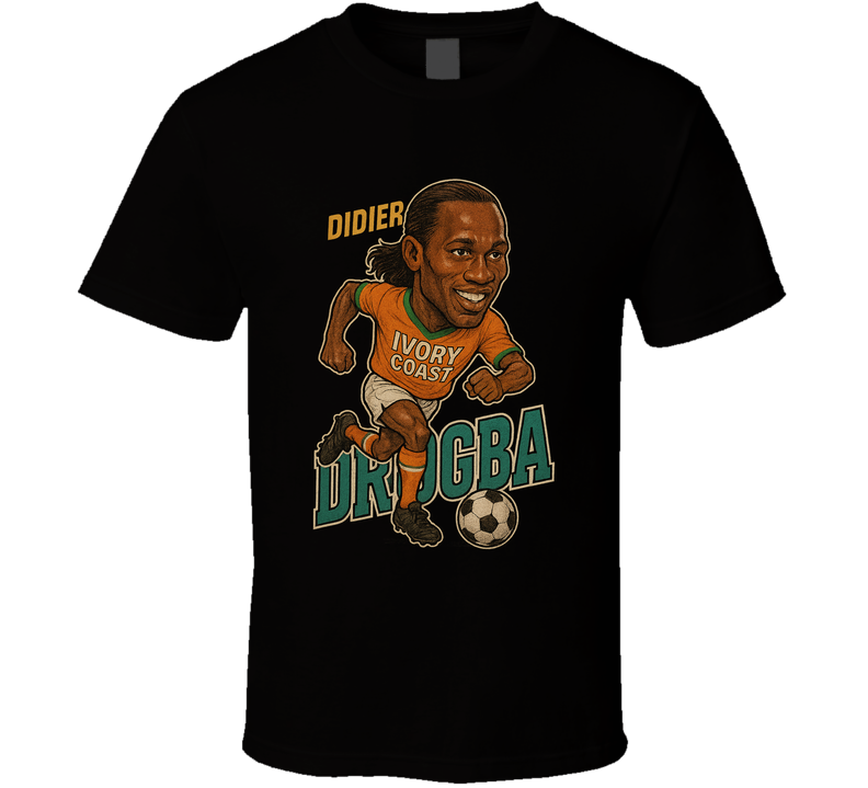 Didier Drogba Vintage Retro Caricature T Shirt