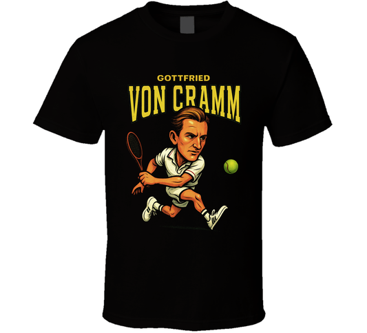 Gottfried Von Cramm Vintage Retro Caricature Tennis Play T Shirt