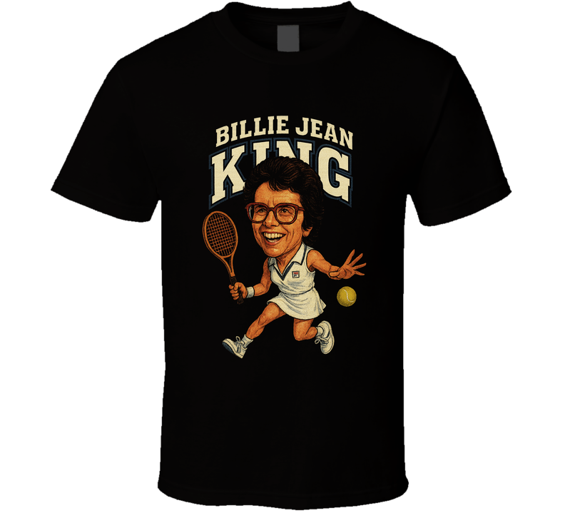 Billie Jean King Vintage Retro Caricature Tennis Play T Shirt