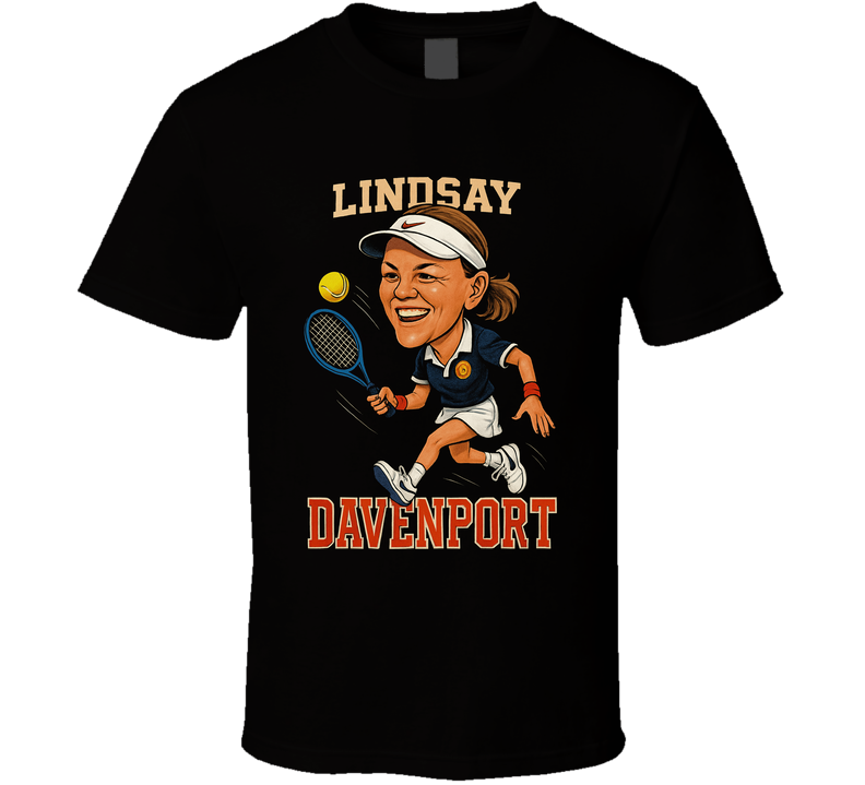 Lindsay Davenport Vintage Retro Caricature Tennis Player T Shirt