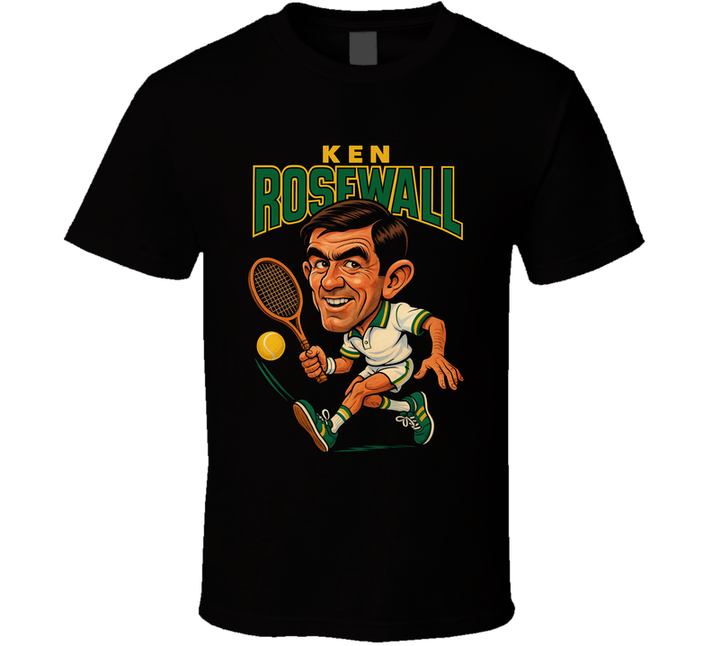 Ken Rosewall Vintage Retro Caricature Tennis Player T Shirt