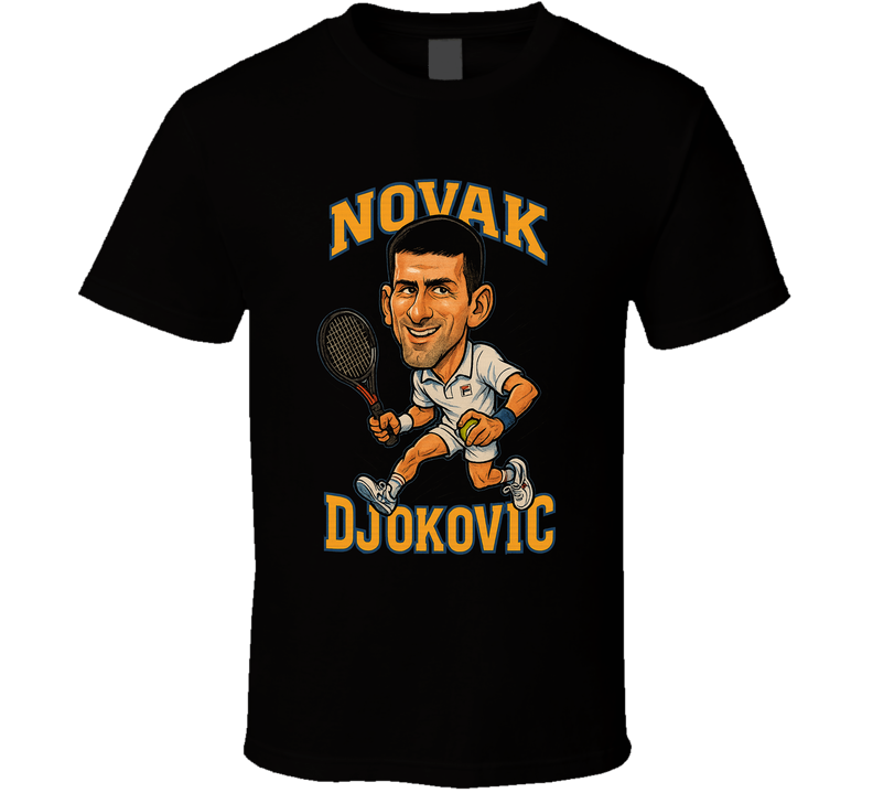 Novak Djokovic Vintage Retro Caricature Tennis Player T Shirt