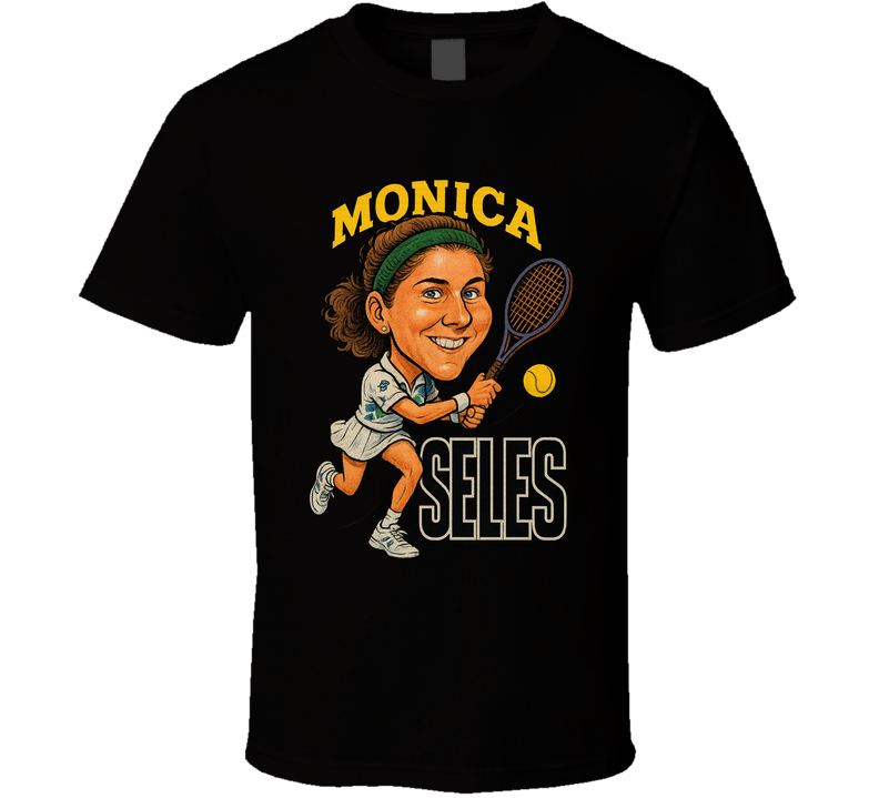 Monica Seles Vintage Retro Caricature Tennis Player T Shirt
