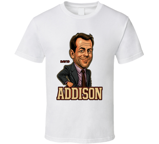 David Addison Moonlighting Tv Series Caricature Fan T Shirt