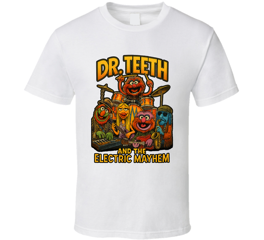 Dr. Teeth And The Electric Mayhem The Muppet Show Fictional Band Caricature Fan T Shirt