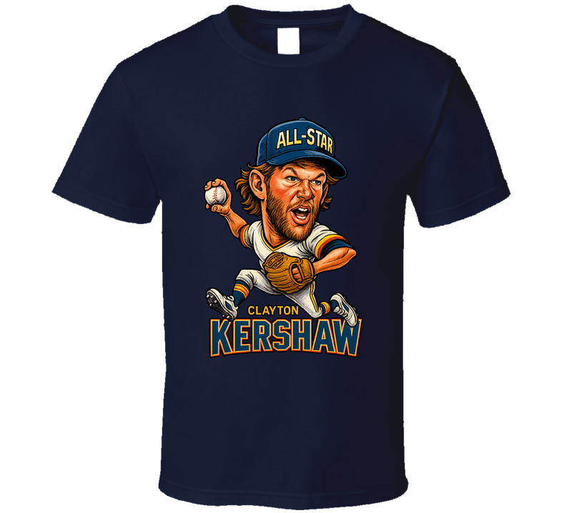 Clayton Kershaw All Star Baseball Caricature Fan T Shirt