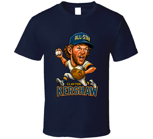 Clayton Kershaw All Star Baseball Caricature Fan T Shirt