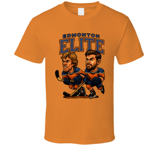 Connor Mcdavid And Leon Draisaitl Edmonton Elite Hockey Duo Caricatures Fan T Shirt
