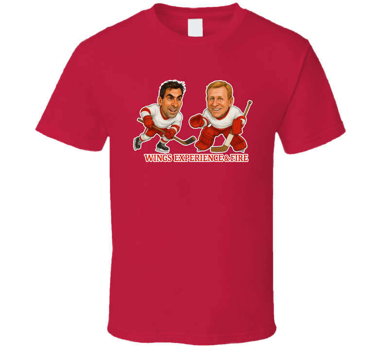 Chris Chelios And Mike Vernon Wings Experience & Fire Hockey Duo Caricatures Fan T Shirt