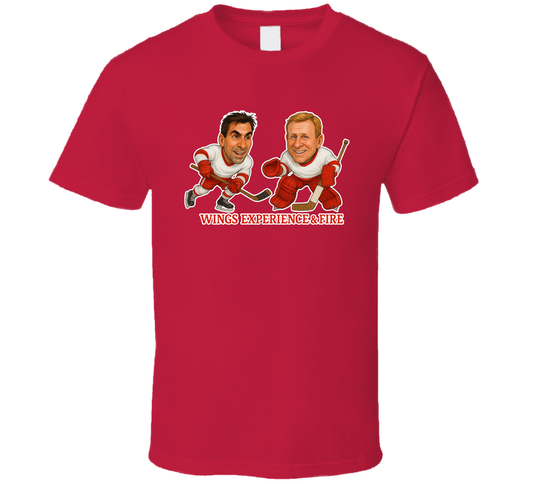Chris Chelios And Mike Vernon Wings Experience & Fire Hockey Duo Caricatures Fan T Shirt