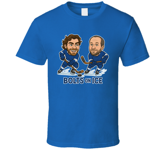 Brayden Point And Nikita Kucherov Bolts On Ice Hockey Duo Caricatures Fan T Shirt