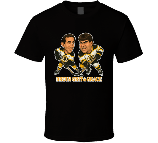 Cam Neely And Ray Bourque Bruin Grit & Grace Hockey Duo Caricatures Fan T Shirt