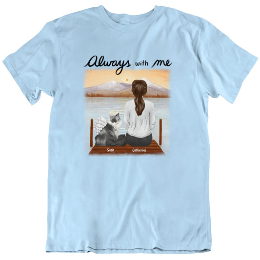 Always With Me Custom Cat Breed And Name Angel Wings T shirt