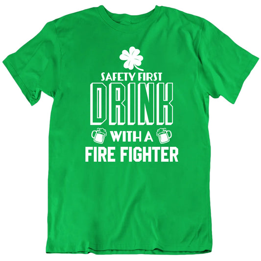 Customizable Safety First Drink With A Custom Occupation Personalized Premium Quality Unisex St Patrick's Gift T Shirt