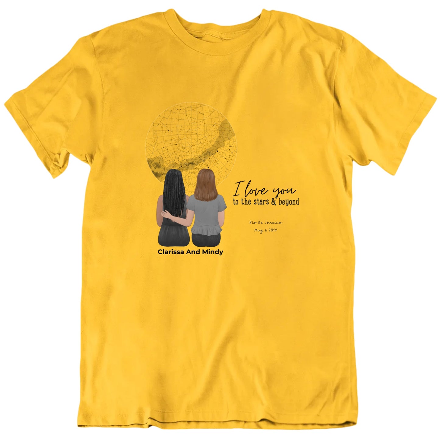 I Love You To The Stars And Beyond Custom Date Names Place Starmap T shirt
