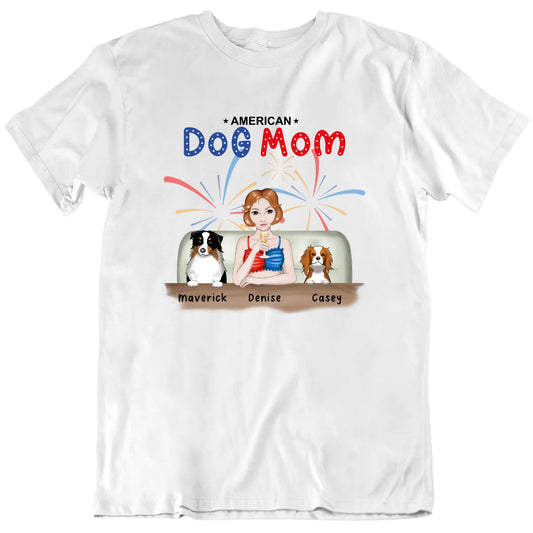 American Dog Mom Custom Dog Breeds And Names Mother's Day T shirt