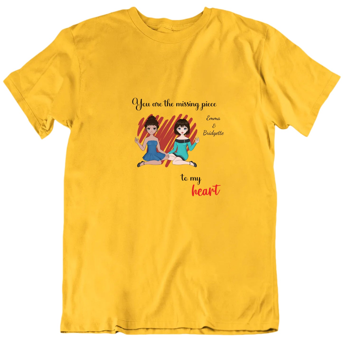 You Are The Missing Piece To My Heart Custom Names Valentine's T shirt