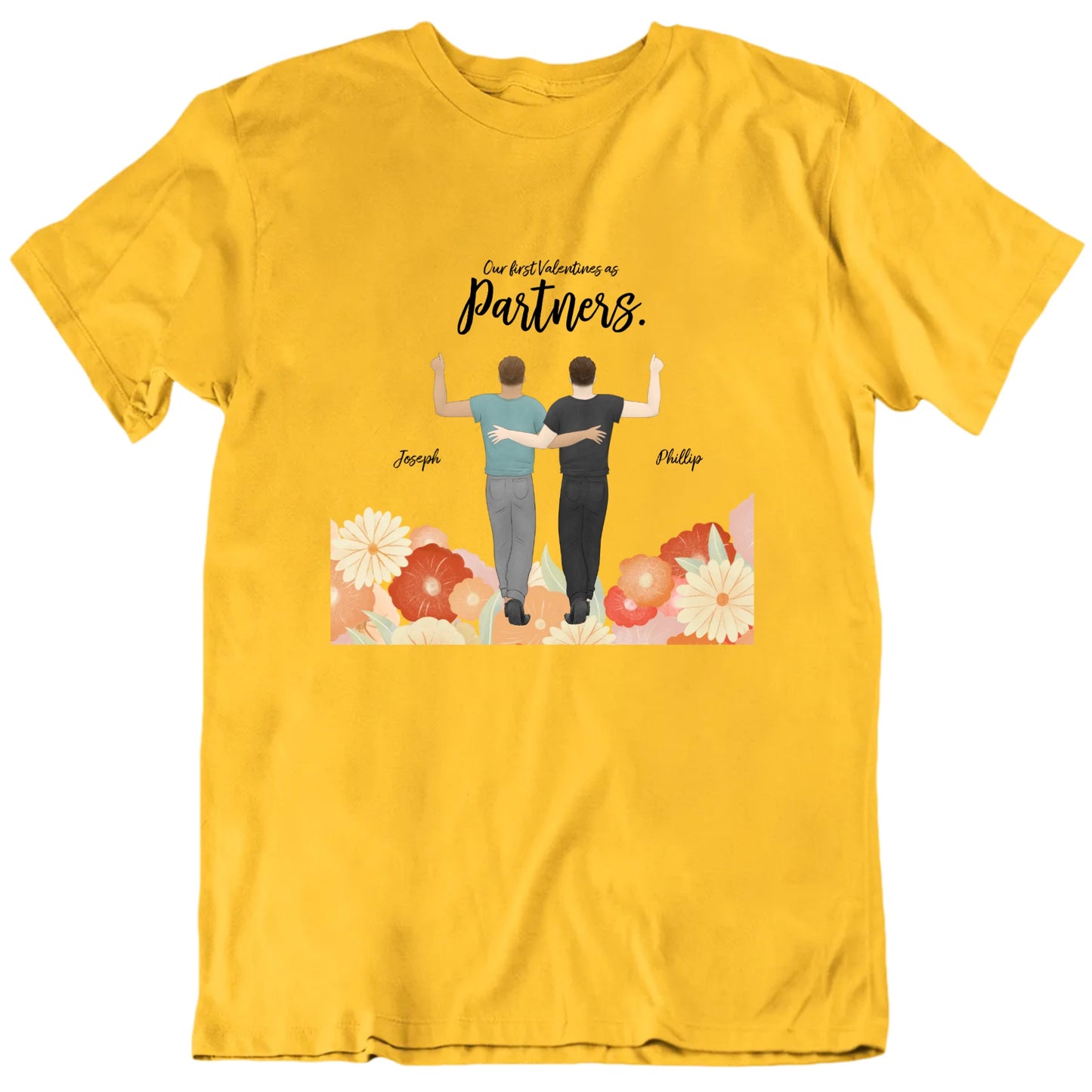 Our First Valentines As Partners Custom Names T shirt