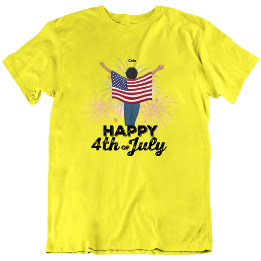 Happy 4th Of July American Flag Custom Name T shirt
