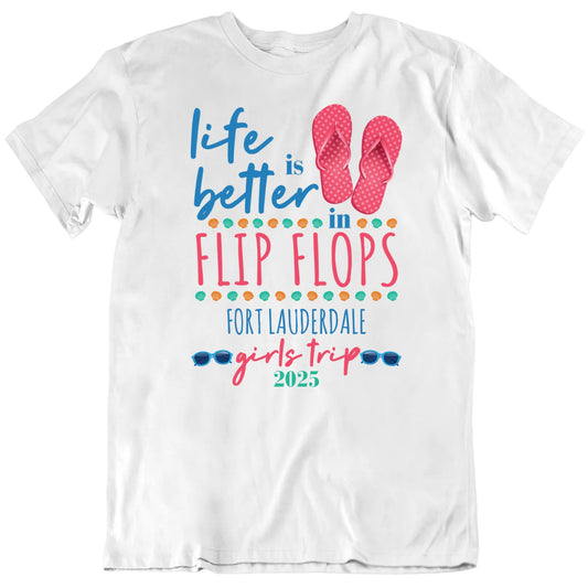 Customizable Life Is Better In Flip Flops Custom Vacation Place, Year Premium Quality Personalized Unisex Vacation T shirt