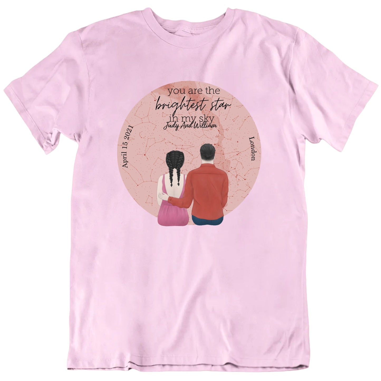 You Are The Brightest Star In My Sky Custom Names Date Place Starmap T shirt