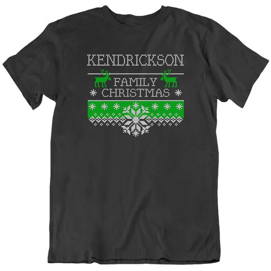 Family Christmas Custom Name Stitch Look Unisex T shirt
