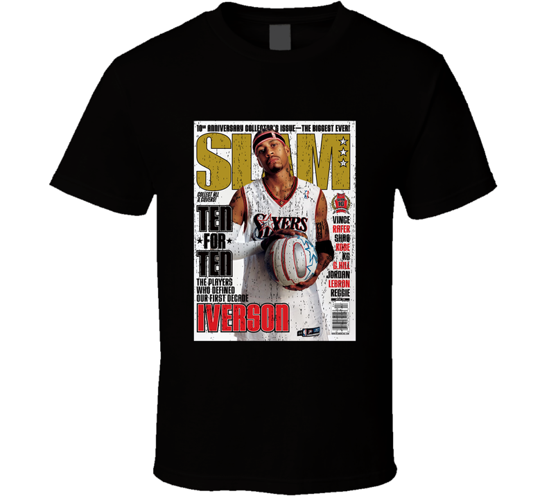 Slam Magazine Issue 77 Allen Iverson Popular Basketball Magazine Grunge Look Cool T Shirt