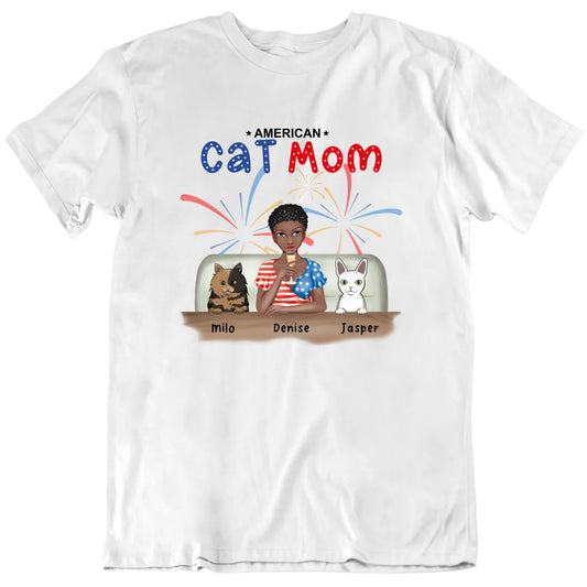 American Cat Mom Customizable Mother's Day T shirt