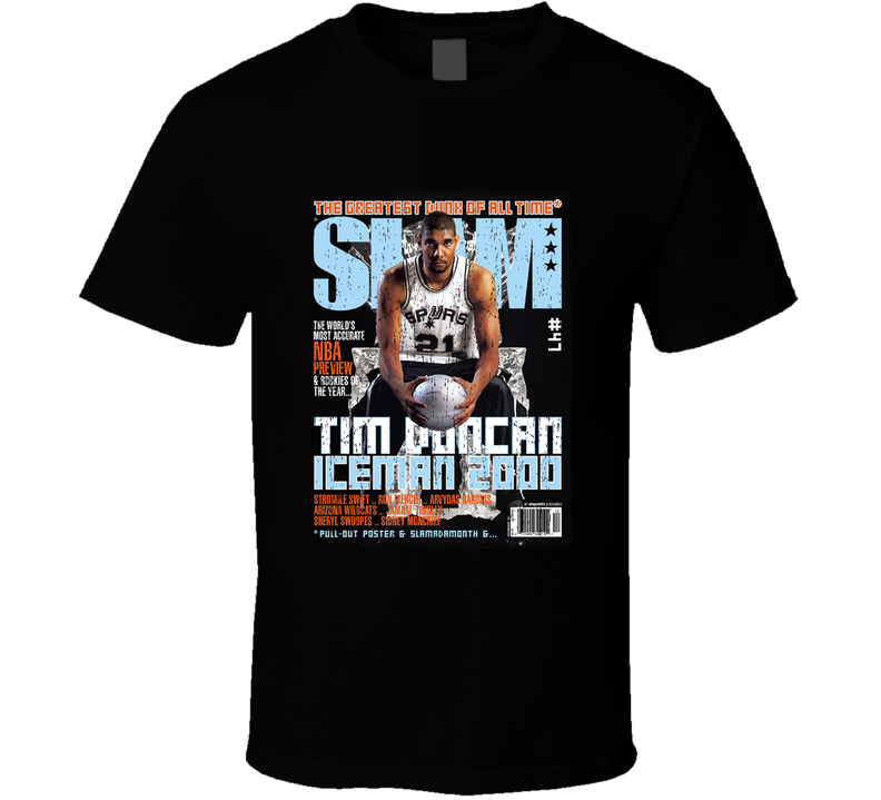 Slam Magazine Issue 47 Tim Duncan Popular Basketball Magazine Grunge Look Cool T Shirt