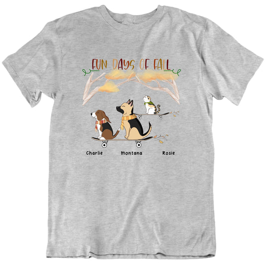 Fun Days Of Fall Cats Dogs Custom Pet Names T shirt
