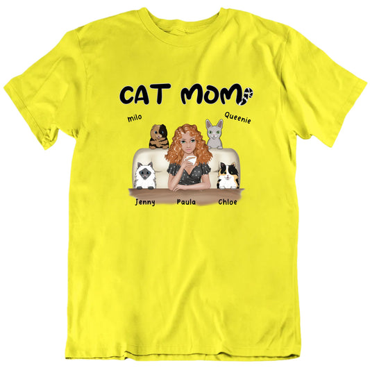 Cat Mom Customizable Cat Names T shirt