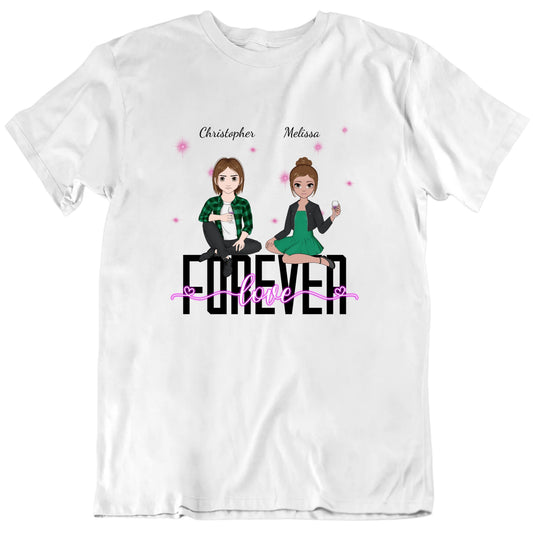 Forever Love Custom Names Valentine's T shirt