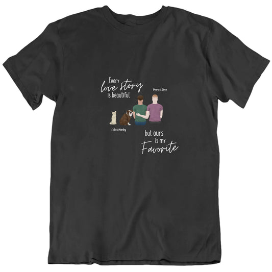 Our Love Story with Dogs Custom Gay Pride Love LGBT T Shirt