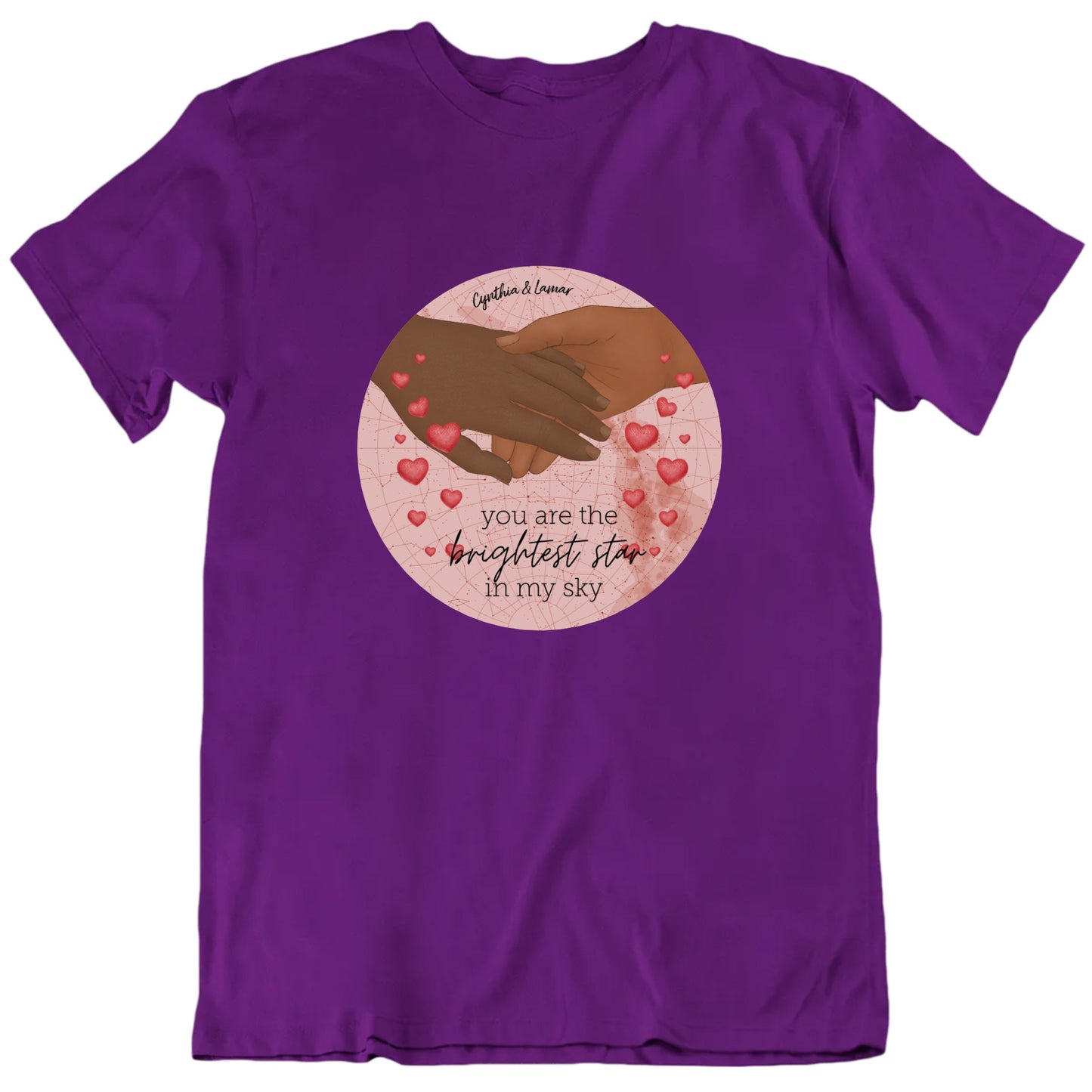 You Are The Brightest Star In My Sky Custom Names And Starmap Valentine's T shirt