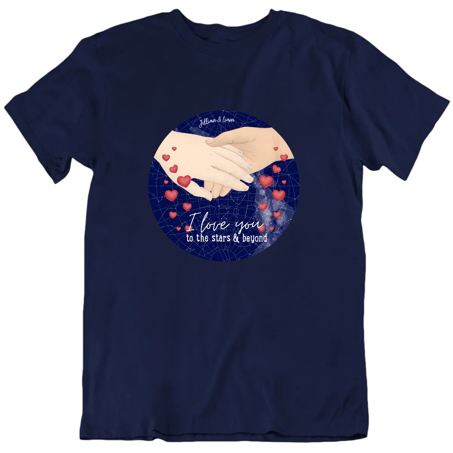 I Love You To The Stars And Beyond Custom Names And Starmap Valentine's T shirt