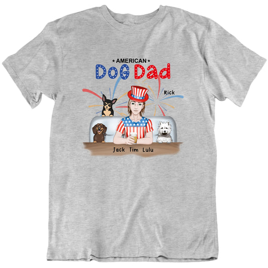 American Dog Dad Funny Pet Father Gift T Shirt