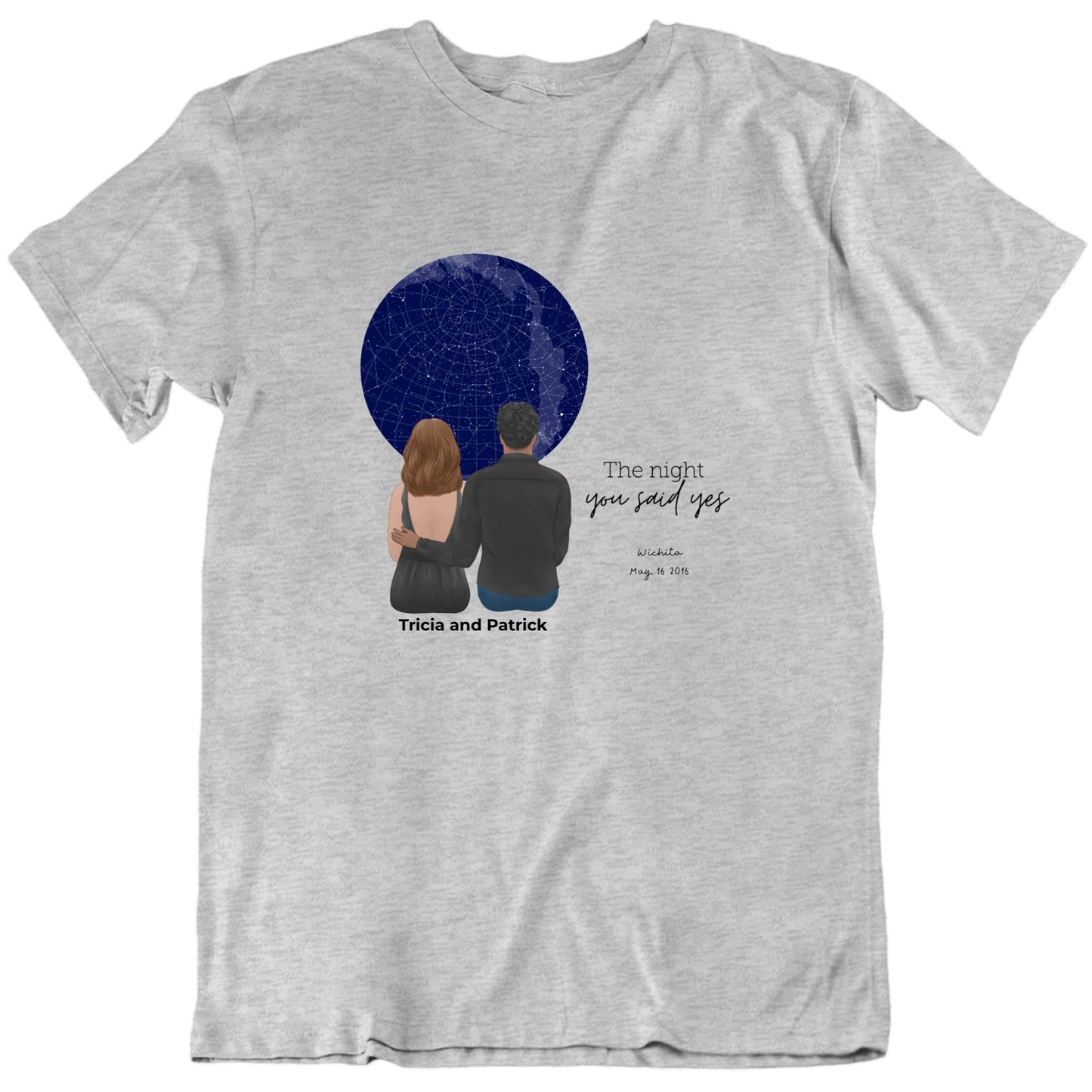 The Night You Said Yes Custom Names Date Starmap Valentine's Day T shirt