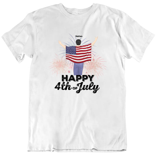 Happy 4th Of July Patriotic American Flag Custom Name T shirt