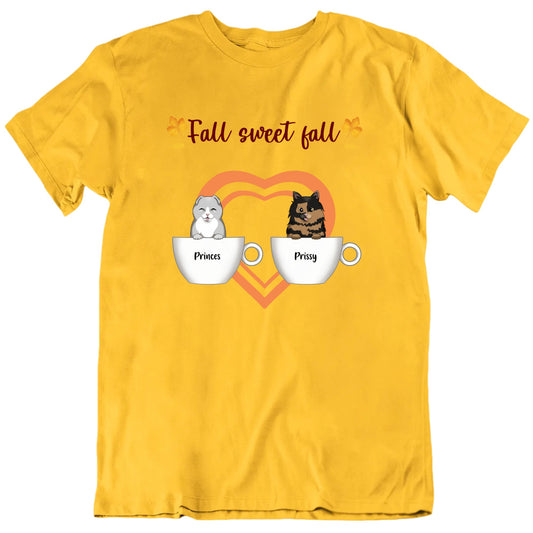 Fall Sweet Fall Custom Cats In Coffee Cups T shirt