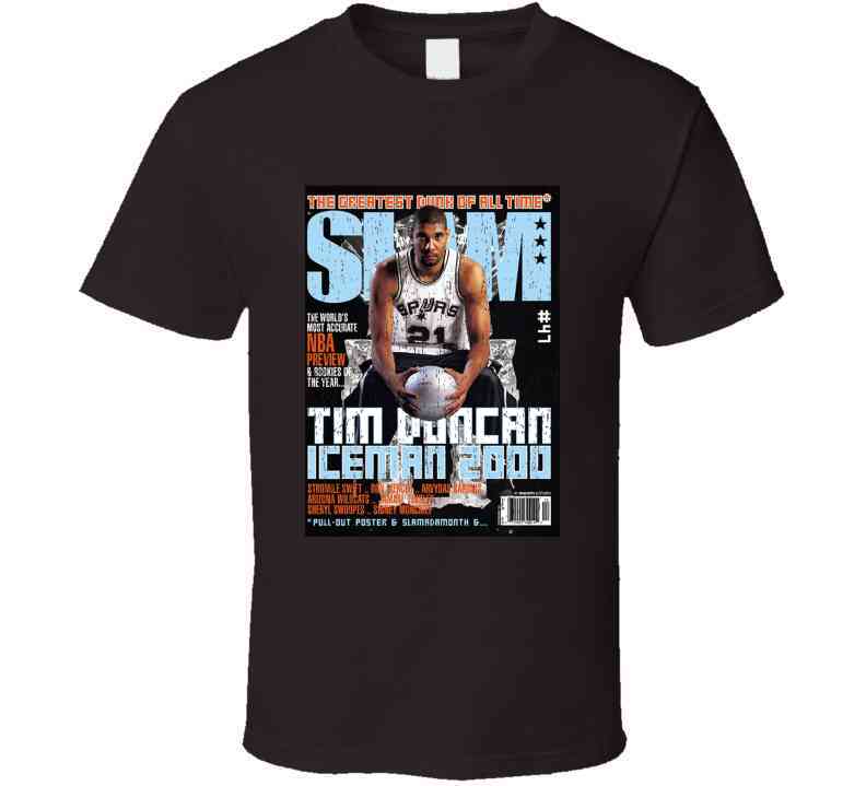Slam Magazine Issue 47 Tim Duncan Popular Basketball Magazine Grunge Look Cool T Shirt