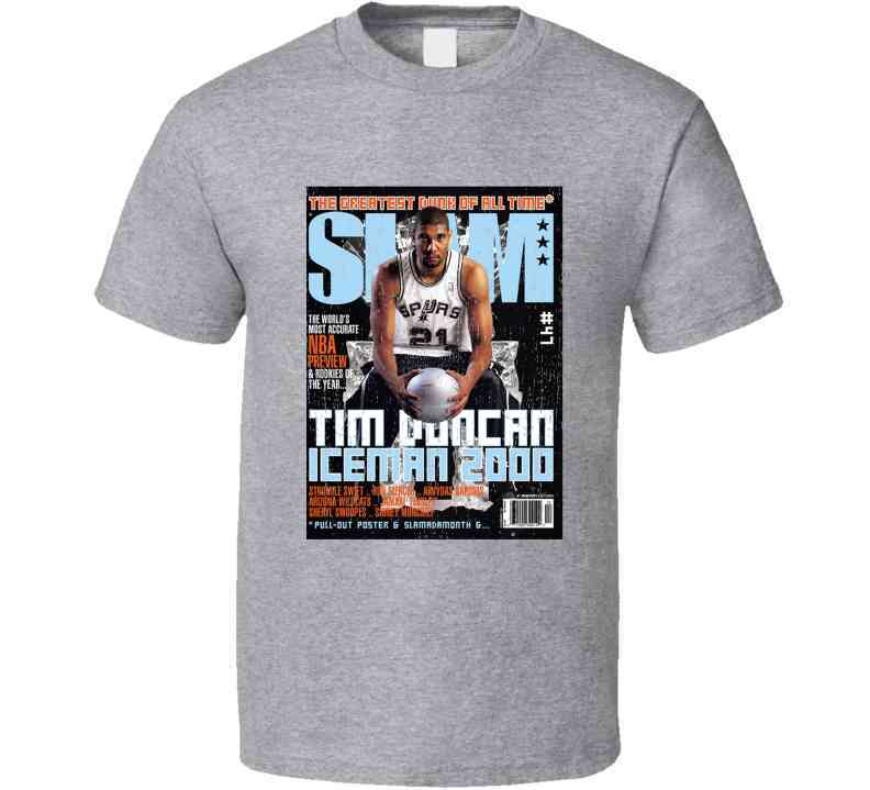 Slam Magazine Issue 47 Tim Duncan Popular Basketball Magazine Grunge Look Cool T Shirt