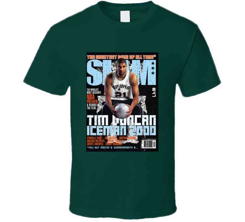 Slam Magazine Issue 47 Tim Duncan Popular Basketball Magazine Grunge Look Cool T Shirt