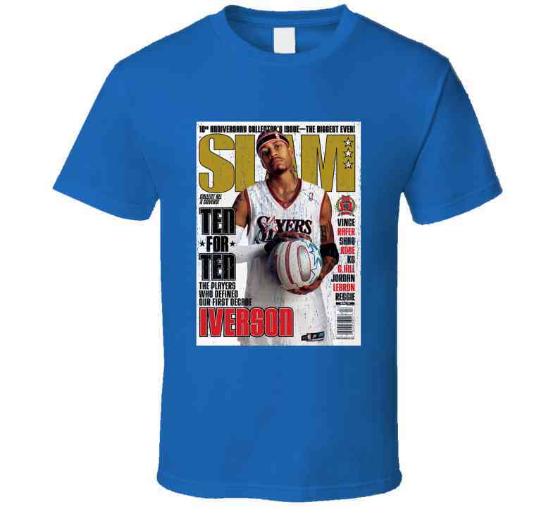 Slam Magazine Issue 77 Allen Iverson Popular Basketball Magazine Grunge Look Cool T Shirt