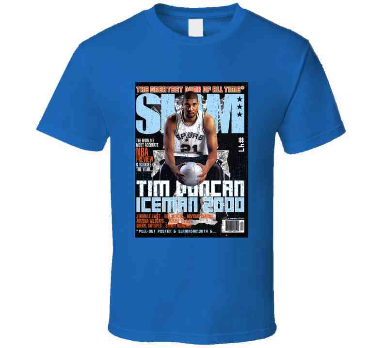 Slam Magazine Issue 47 Tim Duncan Popular Basketball Magazine Grunge Look Cool T Shirt